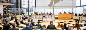 Plenarsaal mit vielen Abgeordneten während einer Plenarsitzung
