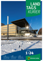 Landtag von außen (Neubau) mit Schnee