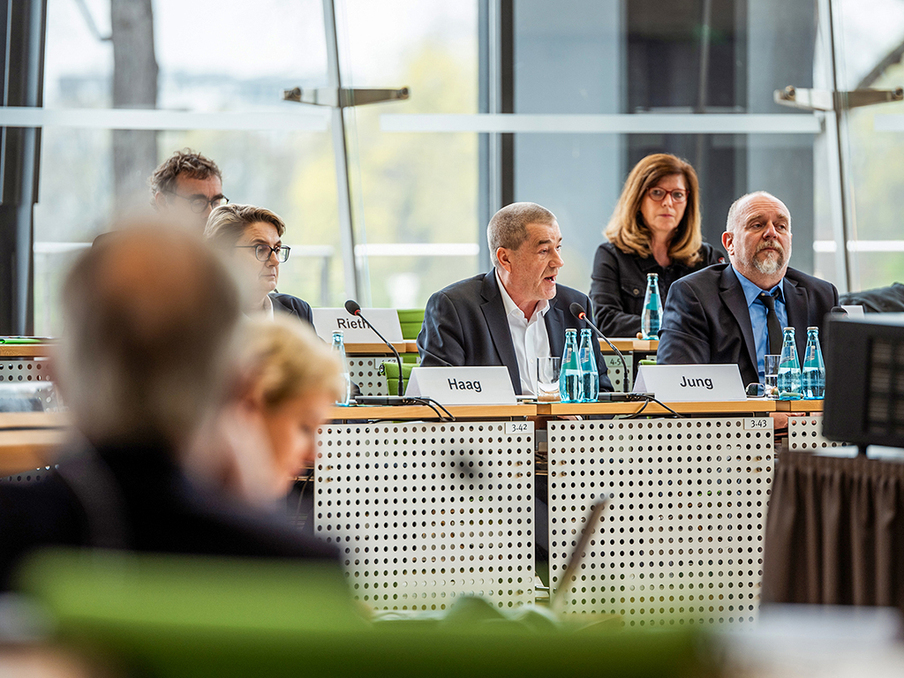 Sachkundige im Plenarsaal während einer Anhörung des Bildungsaausschusses